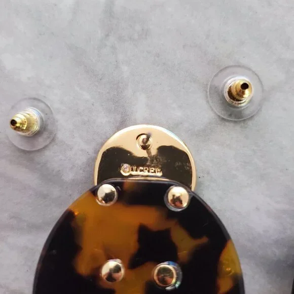 ✨ J.Crew Tortoise Shell Rhinesontes Crystsals Cluster Statement Earrings ✨ - Picture 9 of 13